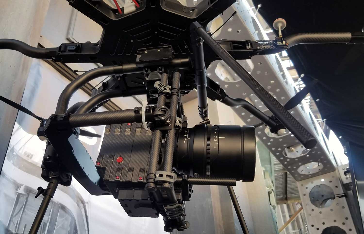 Heavy Lift Hexacopter carrying a RED Digital Cinema camera
